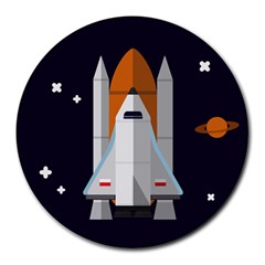 Rocket Space Universe Spaceship Round Mousepads by Pakrebo