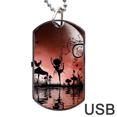 Little Fairy Dancing In The Night Dog Tag Usb Flash (one Side) by FantasyWorld7