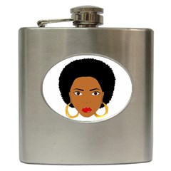 African American Woman With ?urly Hair Hip Flask (6 Oz) by bumblebamboo