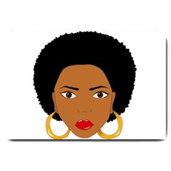 African American Woman With ?urly Hair Large Doormat  by bumblebamboo