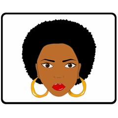 African American Woman With ?urly Hair Double Sided Fleece Blanket (medium)  by bumblebamboo