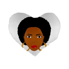 African American Woman With ?urly Hair Standard 16  Premium Flano Heart Shape Cushions