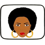 African American woman with сurly hair Double Sided Fleece Blanket (Mini)  35 x27  Blanket Back