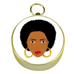 African American Woman With ?urly Hair Gold Compasses by bumblebamboo