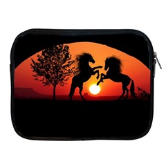 Sunset Horses Shadow Apple Ipad 2/3/4 Zipper Cases