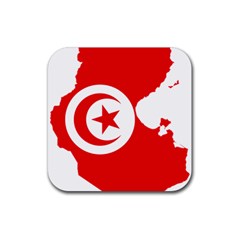 Tunisia Flag Map Geography Outline Rubber Coaster (square)  by Sapixe