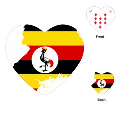 Uganda Flag Map Geography Outline Playing Cards Single Design (heart) by Sapixe