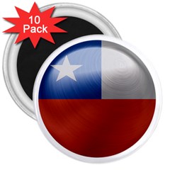 Chile Flag Country Chilean 3  Magnets (10 Pack)  by Sapixe