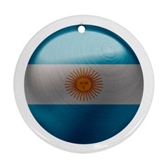 Argentina Flag Country Nation Round Ornament (two Sides) by Sapixe