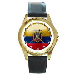 Ecuador Flag Ecuadorian Country Round Gold Metal Watch by Sapixe