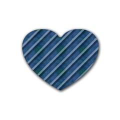 Blue Stripped Pattern Heart Coaster (4 Pack)  by designsbyamerianna