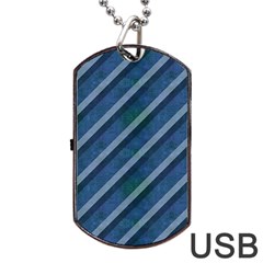 Blue Stripped Pattern Dog Tag Usb Flash (one Side) by designsbyamerianna