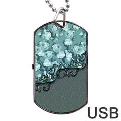 Wonderful Roses, A Touch Of Vintage Dog Tag Usb Flash (one Side) by FantasyWorld7