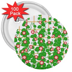 Flowering Vine Vine Ivy Flowers 3  Buttons (100 Pack)  by Pakrebo