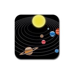 Solar System Planets Sun Space Rubber Coaster (square)  by Pakrebo