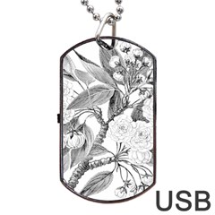 Vintage Cherry Blossom Flowers Dog Tag Usb Flash (two Sides) by Pakrebo