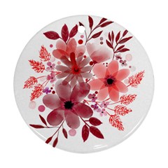 Watercolour Flowers Red Watercolor Ornament (round) by Pakrebo