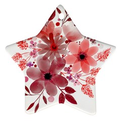 Watercolour Flowers Red Watercolor Ornament (star) by Pakrebo