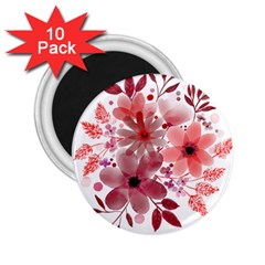 Watercolour Flowers Red Watercolor 2 25  Magnets (10 Pack)  by Pakrebo