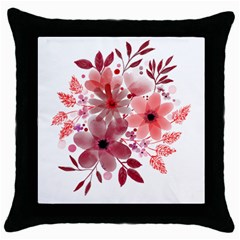 Watercolour Flowers Red Watercolor Throw Pillow Case (black) by Pakrebo