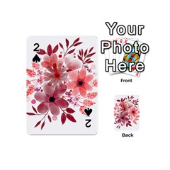 Watercolour Flowers Red Watercolor Playing Cards 54 Designs (mini) by Pakrebo