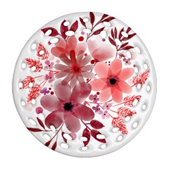 Watercolour Flowers Red Watercolor Ornament (round Filigree) by Pakrebo