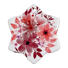 Watercolour Flowers Red Watercolor Snowflake Ornament (two Sides) by Pakrebo