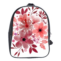 Watercolour Flowers Red Watercolor School Bag (xl) by Pakrebo