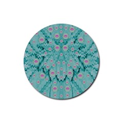 Lotus  Bloom Lagoon Of Soft Warm Clear Peaceful Water Rubber Coaster (round)  by pepitasart