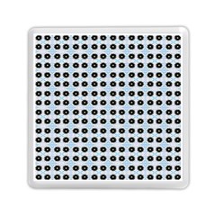 Black Flower On Blue White Pattern Memory Card Reader (square) by BrightVibesDesign