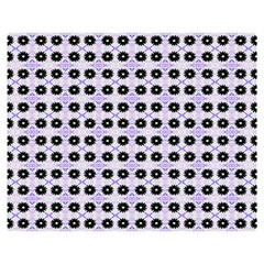 Black Flower  On Purple White Pattern Double Sided Flano Blanket (medium)  by BrightVibesDesign