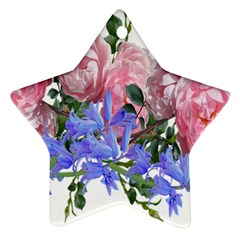 Flowers Roses Bluebells Arrangement Star Ornament (two Sides) by Simbadda