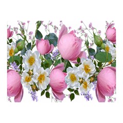 Flowers Roses Pink White Blooms Double Sided Flano Blanket (mini)  by Simbadda