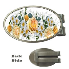 Flowers Roses White Yellow Money Clips (oval)  by Simbadda