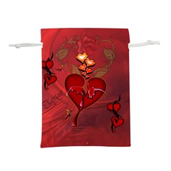 Wonderful Hearts And Rose Lightweight Drawstring Pouch (l) by FantasyWorld7