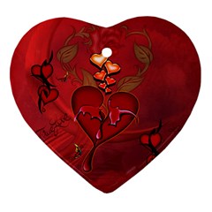 Wonderful Hearts And Rose Ornament (heart) by FantasyWorld7