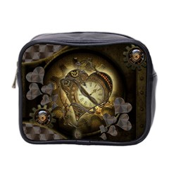Wonderful Elegant Steampunk Heart, Beautiful Clockwork Mini Toiletries Bag (two Sides) by FantasyWorld7