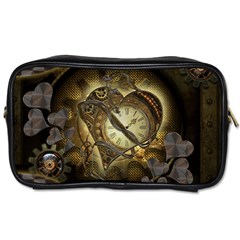 Wonderful Elegant Steampunk Heart, Beautiful Clockwork Toiletries Bag (two Sides) by FantasyWorld7