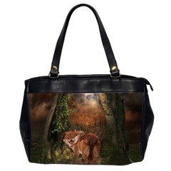 Awesome Wolf In The Darkness Of The Night Oversize Office Handbag (2 Sides)