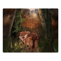 Awesome Wolf In The Darkness Of The Night Double Sided Flano Blanket (large)  by FantasyWorld7