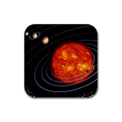 Solar System Planet Planetary System Rubber Square Coaster (4 Pack)  by Sudhe