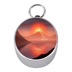 Volcano Lava Landscape Glow Lake Mini Silver Compasses by Simbadda