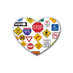Street Signs Stop Highway Sign Heart Coaster (4 Pack)  by Simbadda