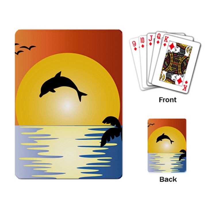 Ocean Sunset Dolphin Palm Tree Playing Cards Single Design (Rectangle)