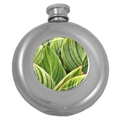 Leaves Striped Pattern Texture Round Hip Flask (5 Oz)