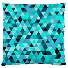 Teal Triangles Pattern Large Cushion Case (two Sides) by LoolyElzayat