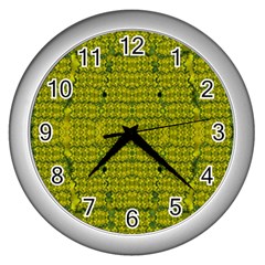 Flowers In Yellow For Love Of The Decorative Wall Clock (silver) by pepitasart