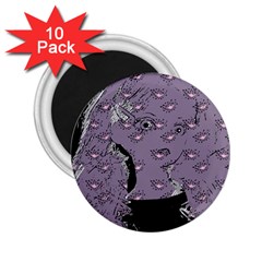 Wide Eyed Girl Grey Lilac 2 25  Magnets (10 Pack)  by snowwhitegirl