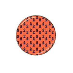 Nerdy 60s  Girl Pattern Orange Hat Clip Ball Marker (4 Pack) by snowwhitegirl
