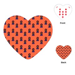 Nerdy 60s  Girl Pattern Orange Playing Cards Single Design (heart) by snowwhitegirl